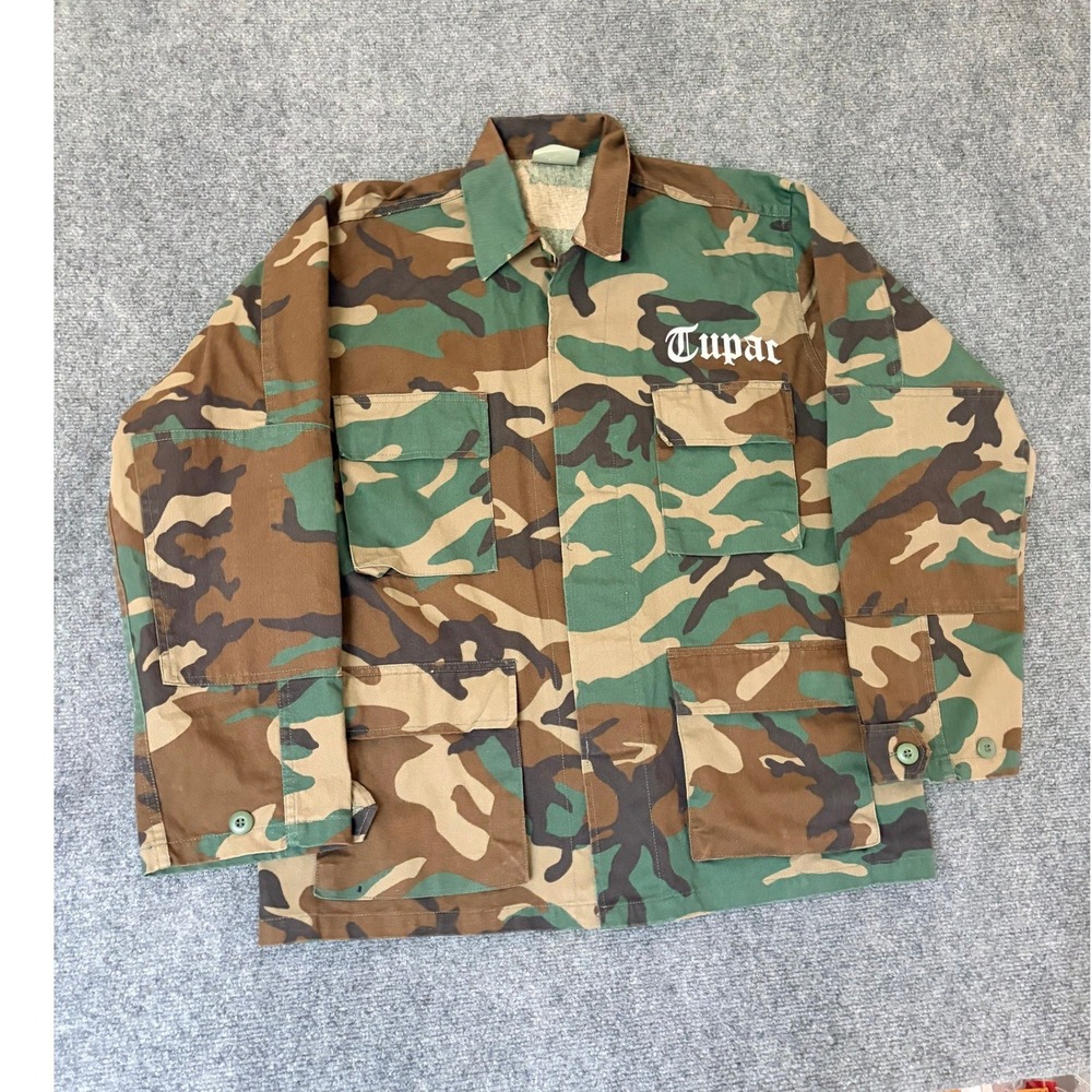 Tupac All Eyez On Me Camo Field Jacket Mens Medium Regular Woodland BDU Shakur